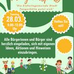 Flyer zur Aktion 'Die Einheitsgemeinde Stadt Tangerhütte putzt sich' mit Orts- und Zeitangabe, sowie Kontaktdaten &copy;EGem Stadt Tangerhütte