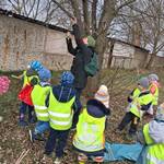 Die Kinder stehen gemeinsam mit der Erzieherin um einen Baum herum &copy;EGem Stadt Tangerhütte