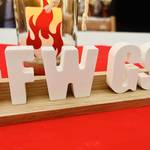 Ansicht eines Tischaufstellers in Form einer Abkürzung für die FFW Groß Schwarzlosen (dargestellt sind die Buchstaben FFW GS) &copy;EGem Stadt Tangerhütte