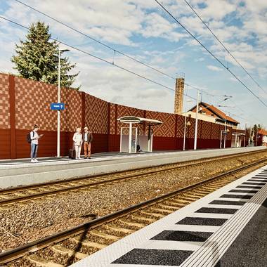 Entwurf einer Lärmschutzwand am Bahnhof in Tangerhütte